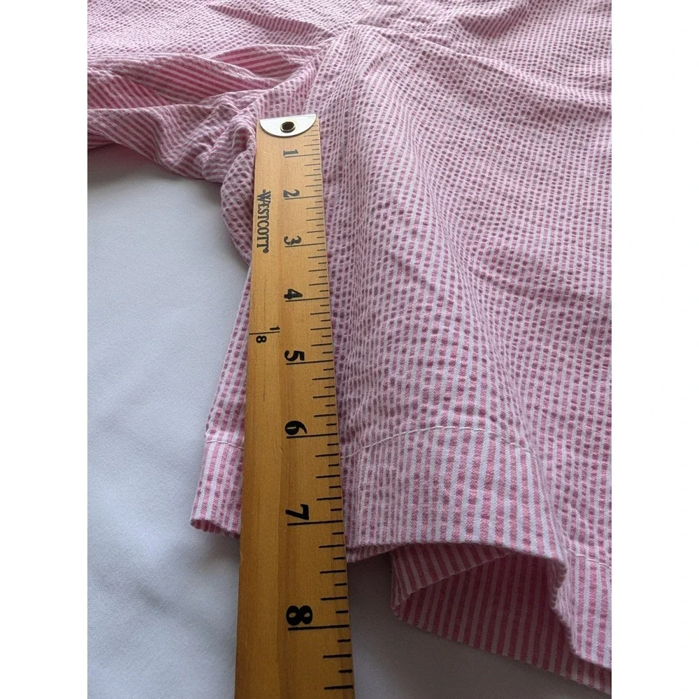 Banana Republic Aiden Club Short Mens 36 Pink Seersucker Striped Cotton Stretch